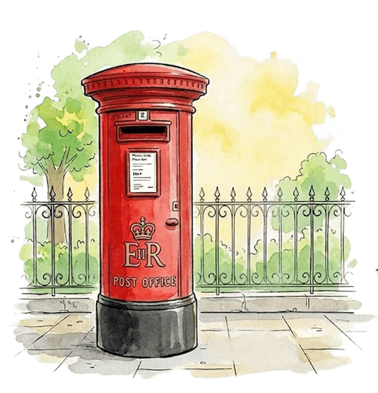 A vintage postbox with a letter